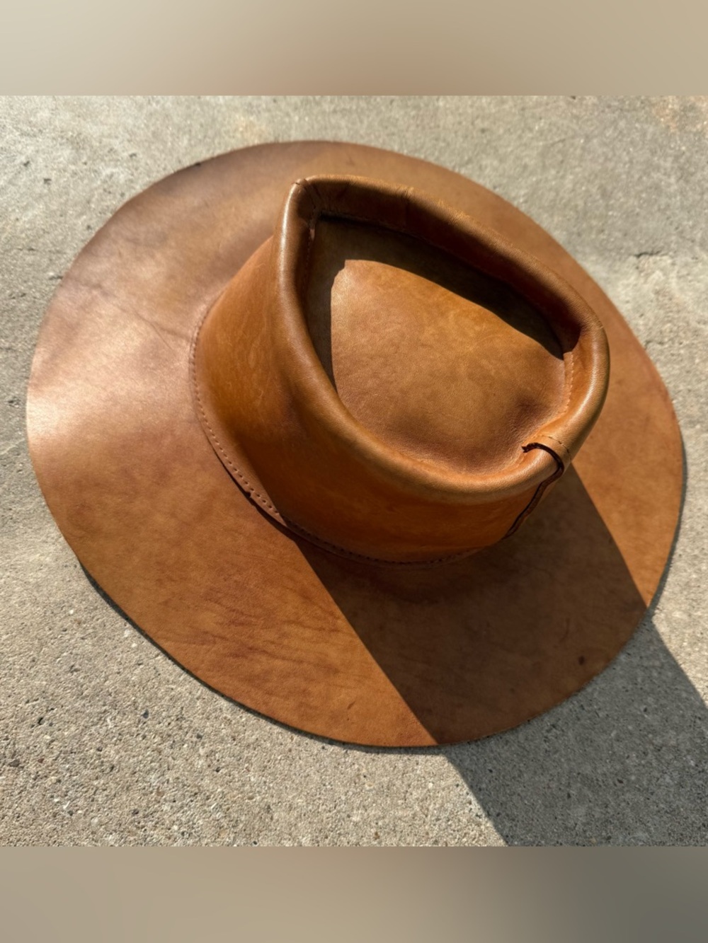 VTGSkully by Henschel  St Louis Men's Leather Wide-Brim Hat - Brown - Medium